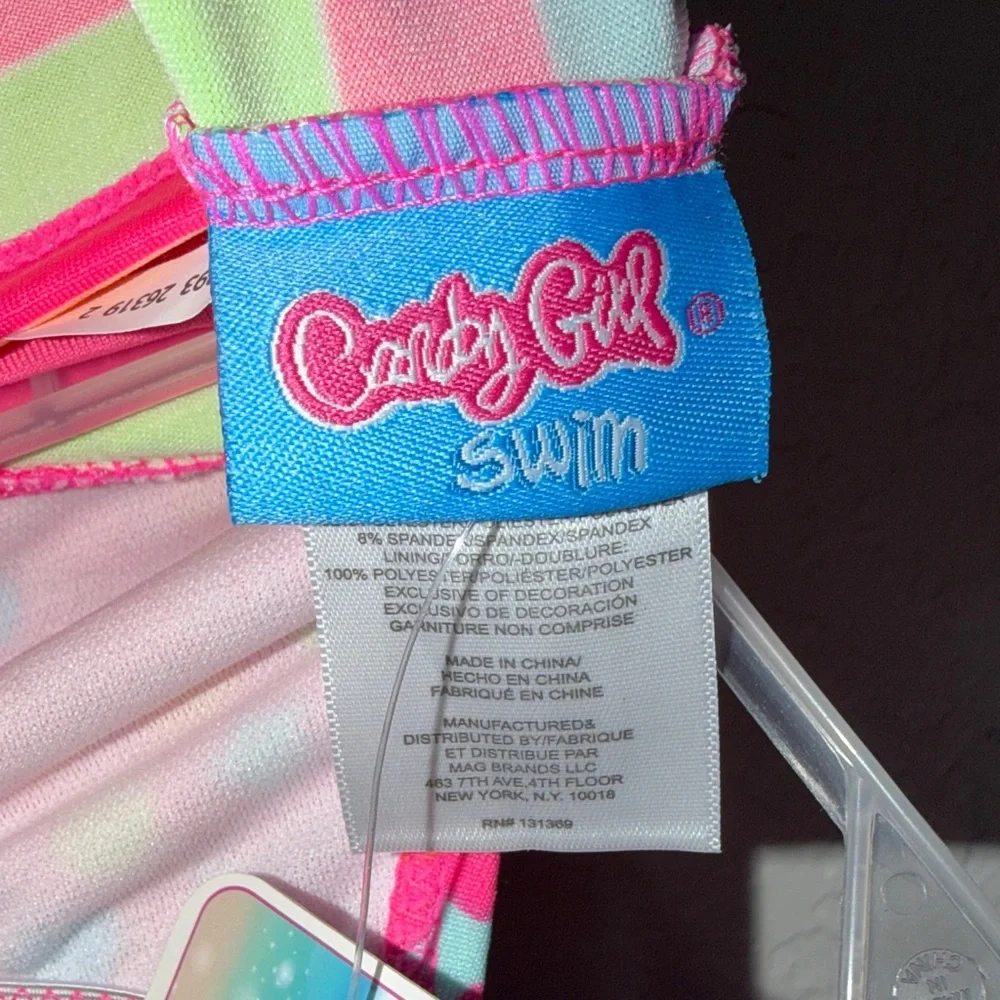 Candy Girl Colorful Polka‎ Dot and Stripe Bikini Swimsuit Halter Top